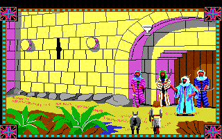 Conquests of Camelot: The Search for the Grail (DOS) screenshot: The gate of Jerusalem is guarded by a bunch of thugs
