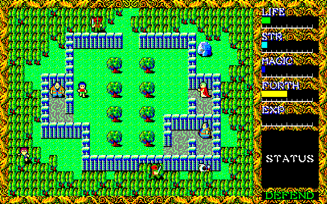 Hydlide II: Shine of Darkness (Sharp X1) screenshot: Start of the game