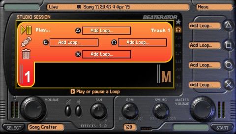 Beaterator (PSP) screenshot: The interface of the studio mode