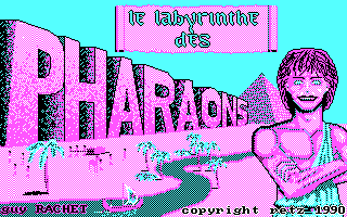 Le Labyrinthe des Pharaons (DOS) screenshot: The title screen (CGA version)