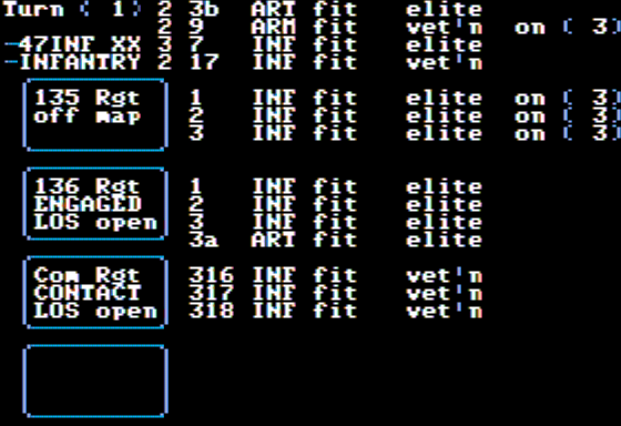 Battlefront (Apple II) screenshot: Status Report