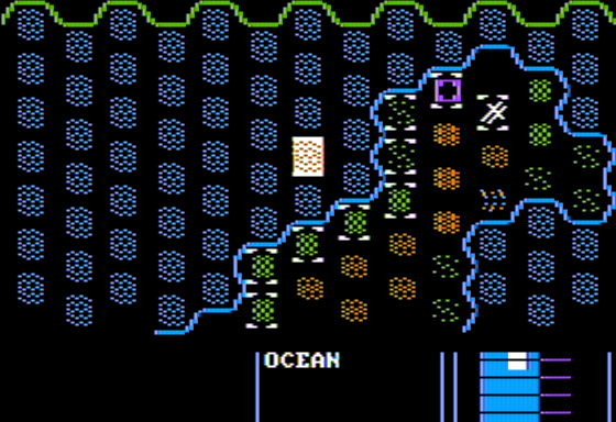Battlefront (Apple II) screenshot: Evaluating Terrain