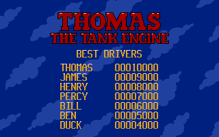 Thomas the Tank Engine & Friends (Atari ST) screenshot: Hi-score table