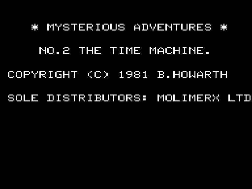 The Time Machine (TRS-80) screenshot: Introduction