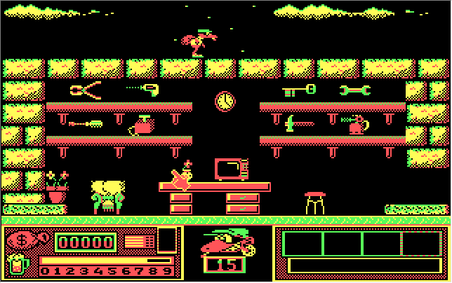 Goody (DOS) screenshot: Warehouse of tools