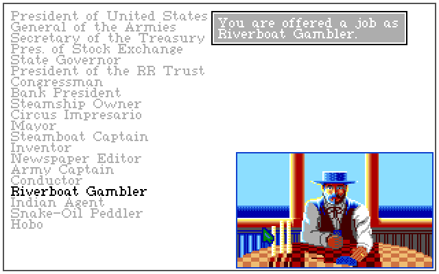 Sid Meier's Railroad Tycoon (Amiga) screenshot: New personal status awarded