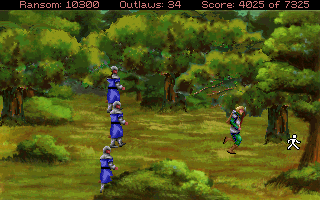 Conquests of the Longbow: The Legend of Robin Hood (DOS) screenshot: Running from trouble...
