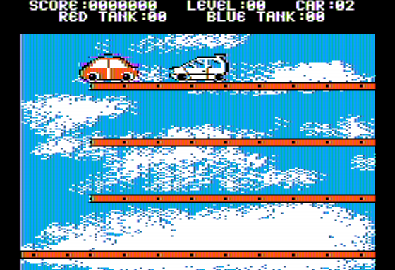 Cross City (Apple II) screenshot: A Head-on Collision Coming