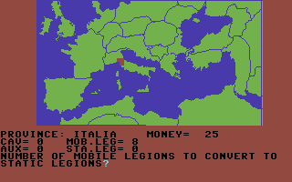 The Fall of Rome (Commodore 64) screenshot: Convert mobile legions?