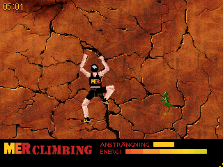 MER Adventure Climbing (DOS) screenshot: That lizard seems to be a better climber than me