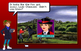 Eagle Eye Mysteries in London (DOS) screenshot: Someone's trying to disturb the fox hunt and that's a good thing!