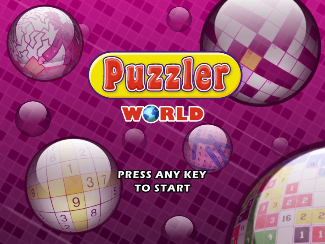 Puzzler World (Windows) screenshot: The title screen of the game