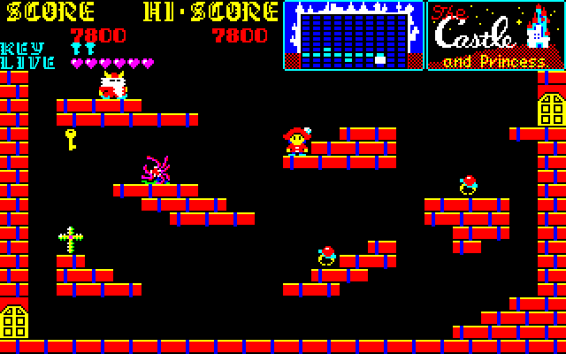 The Castle (Sharp X1) screenshot: Fighter and Devil Flower enemies