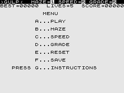 Gulp! (ZX81) screenshot: Main Menu.