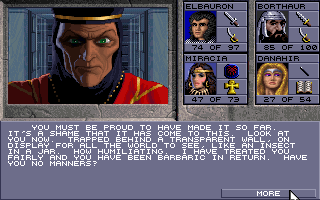 Eye of the Beholder II: The Legend of Darkmoon (DOS) screenshot: No RPG is complete without maniacal villains being all talkative and sarcastic