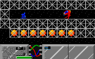 Flynn Sprint (DOS) screenshot: One of the robotic enemies that chase you around.