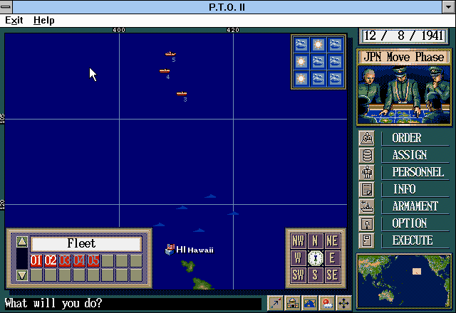 P.T.O.: Pacific Theater of Operations II (Windows 3.x) screenshot: Main screen.