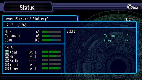 Kingdom of Paradise (PSP) screenshot: Character status