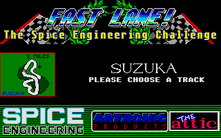 Fast Lane! The Spice Engineering Challenge (Atari ST) screenshot: Choosing a track to practise
