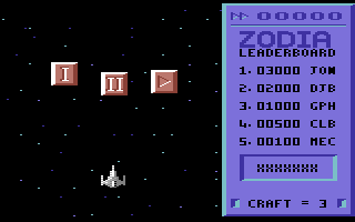 Zodia (Commodore 64) screenshot: Start Screen.