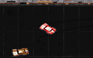 Full Throttle (DOS) screenshot: This mini-game involves arcade-style racing against other cars!