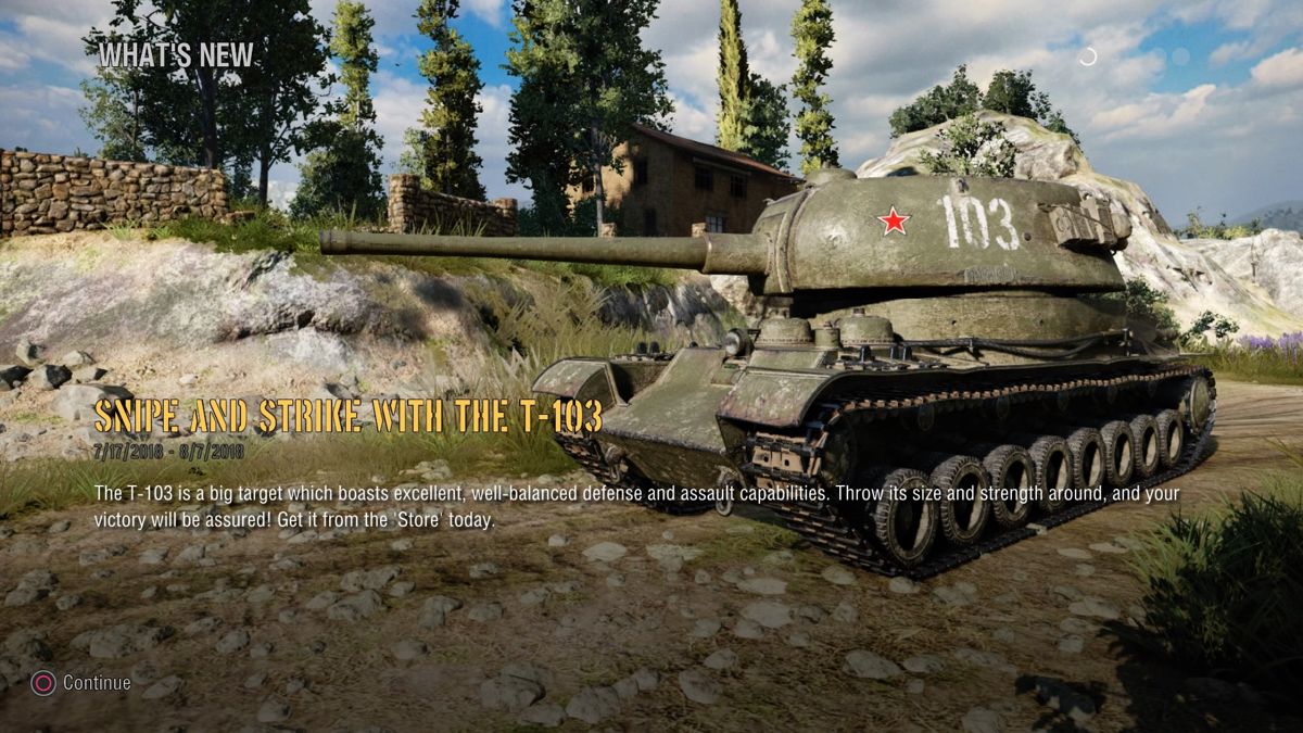 World of Tanks: T-103 Ultimate (PlayStation 4) screenshot: T-103 announced in the news section