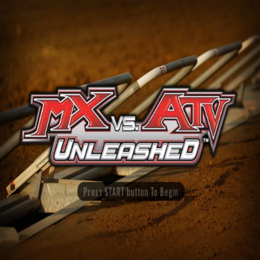 MX vs. ATV Unleashed (PlayStation 2) screenshot: This game does not have a long animated sequence at the start. There are a couple of screens of copyright information then this is displayed as the game loads