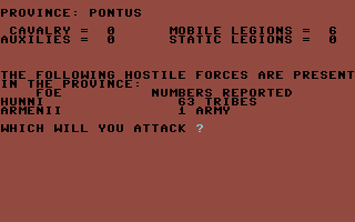 The Fall of Rome (Commodore 64) screenshot: Attacking Barbarians