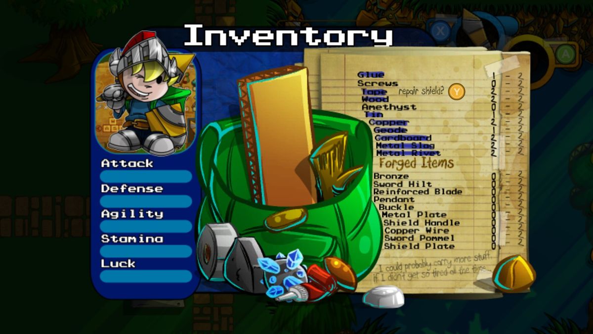 Sword 'N' Board (Windows) screenshot: My inventory