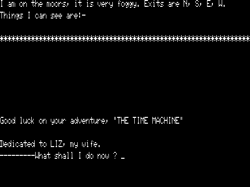 The Time Machine (TRS-80) screenshot: Lost in the Moors