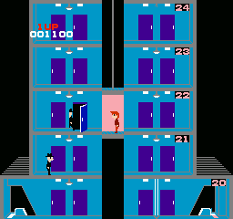 Elevator Action (NES) screenshot: Riding in the elevator