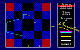 Brainstorm (Amstrad CPC) screenshot: Drawing a line
