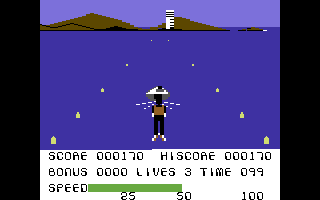 Waterski 3D (Commodore 64) screenshot: Lets go.