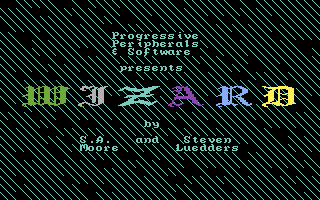 Ultimate Wizard (Commodore 64) screenshot: The first part of the title; the background disappears a block at a time