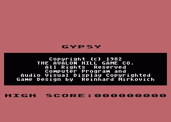 GYPSY (Atari 8-bit) screenshot: Title