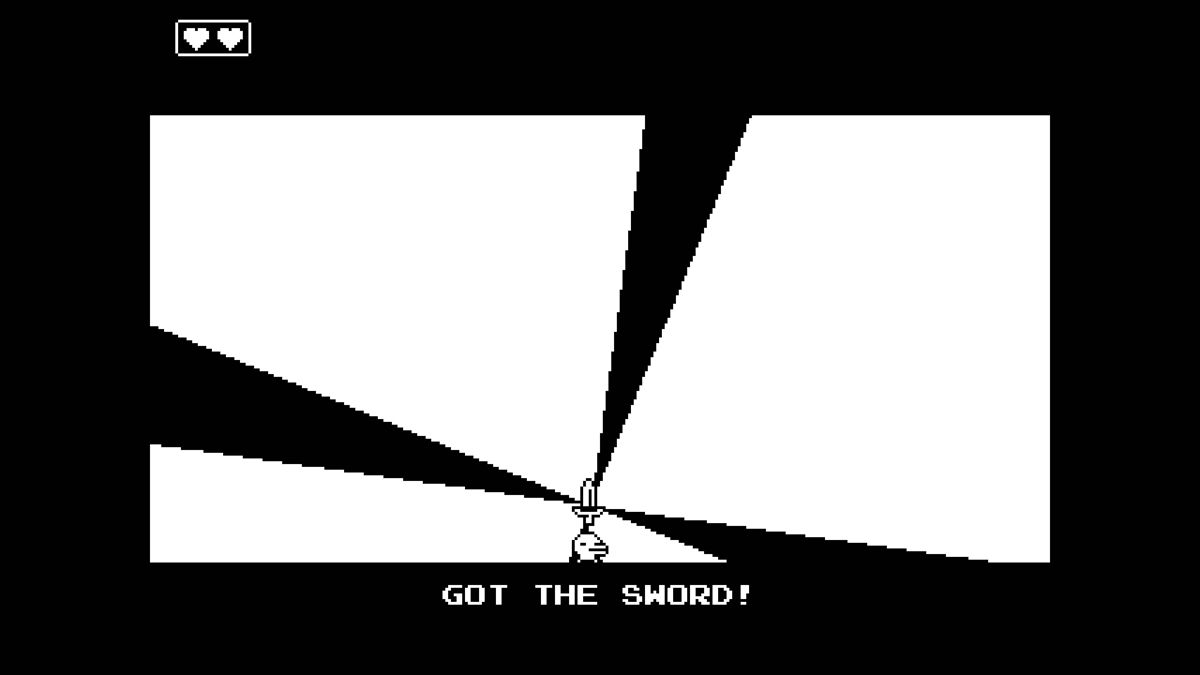 Minit (Windows) screenshot: Once you pick up items such as the sword, you keep them across sessions.