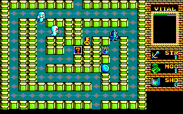 King's Knight (Sharp X1) screenshot: The dungeons are completely different from the NES/MSX versions