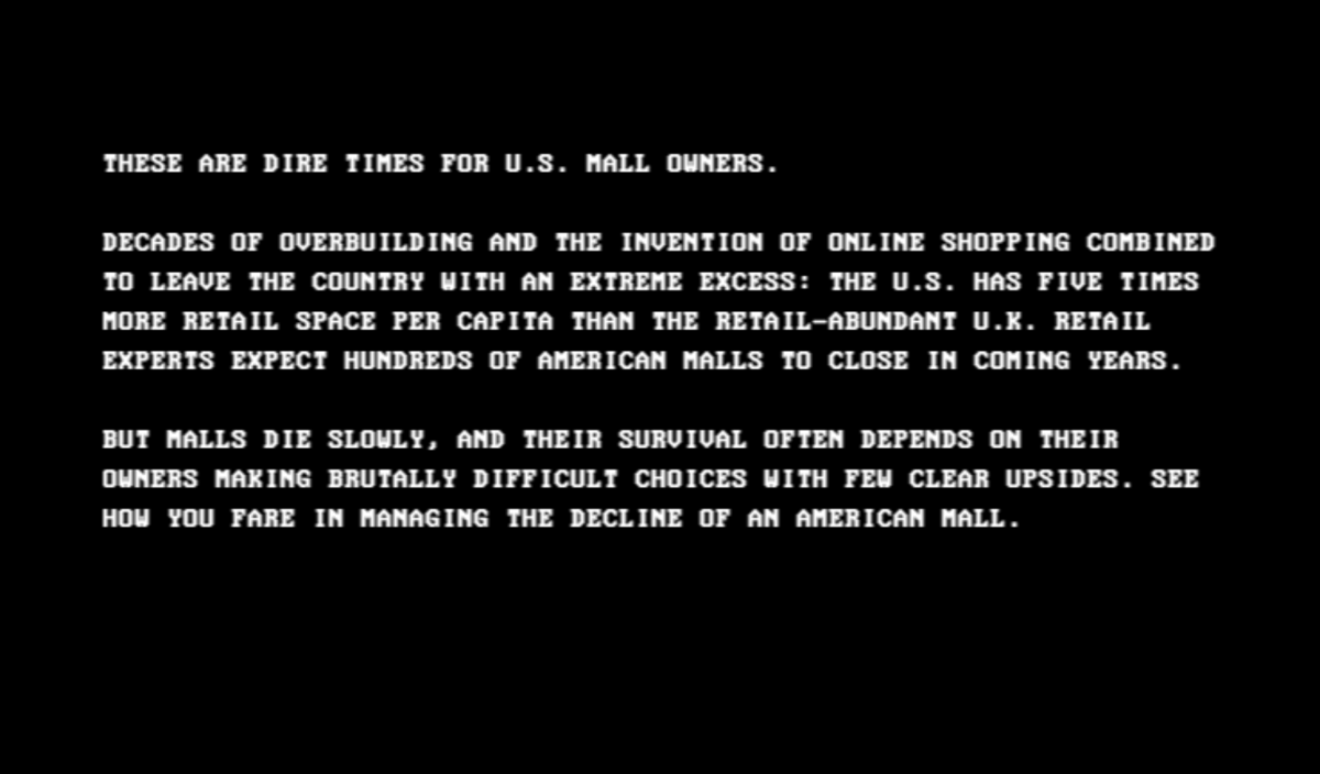 Screenshot of The American Mall Game A 2018 Retail Challenge (Browser, 2018) MobyGames