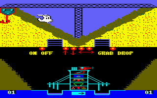 Pneumatic Hammers (Amstrad CPC) screenshot: Using the crane.