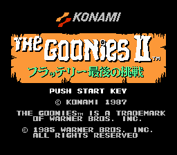 The Goonies II (NES) screenshot: Japan Title screen