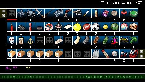WTF: work time fun (PSP) screenshot: There are a lot of trinkets to collect (8 pages)