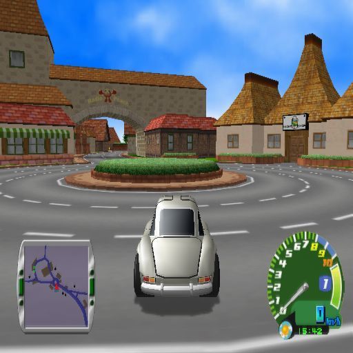 Road Trip (PlayStation 2) screenshot: The player can just drive around the town if they wish.
