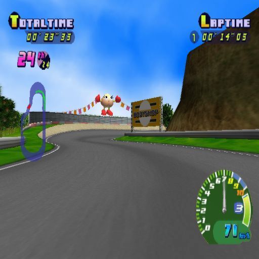 Road Trip (PlayStation 2) screenshot: The player can change the point of view during the race. The gear shift is automatic.