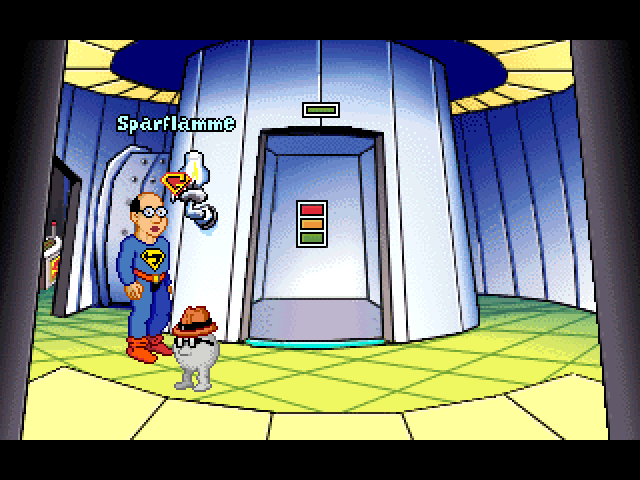 Captain Gysi und das Raumschiff Bonn (DOS) screenshot: The main lift