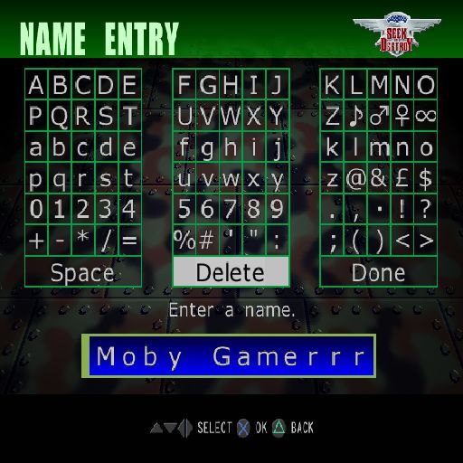 Seek and Destroy (PlayStation 2) screenshot: Playing a full game and the game asks for a player id. At least it allows a decent length name