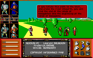 Drakkhen (DOS) screenshot: The old man appears occasionaly and gives hints.
