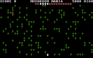 Mushroom Mania (Commodore 16, Plus/4) screenshot: Ready to blast.