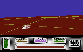 Mercenary: Escape from Targ - The Second City (Commodore 16, Plus/4) screenshot: Flying over the landscape.