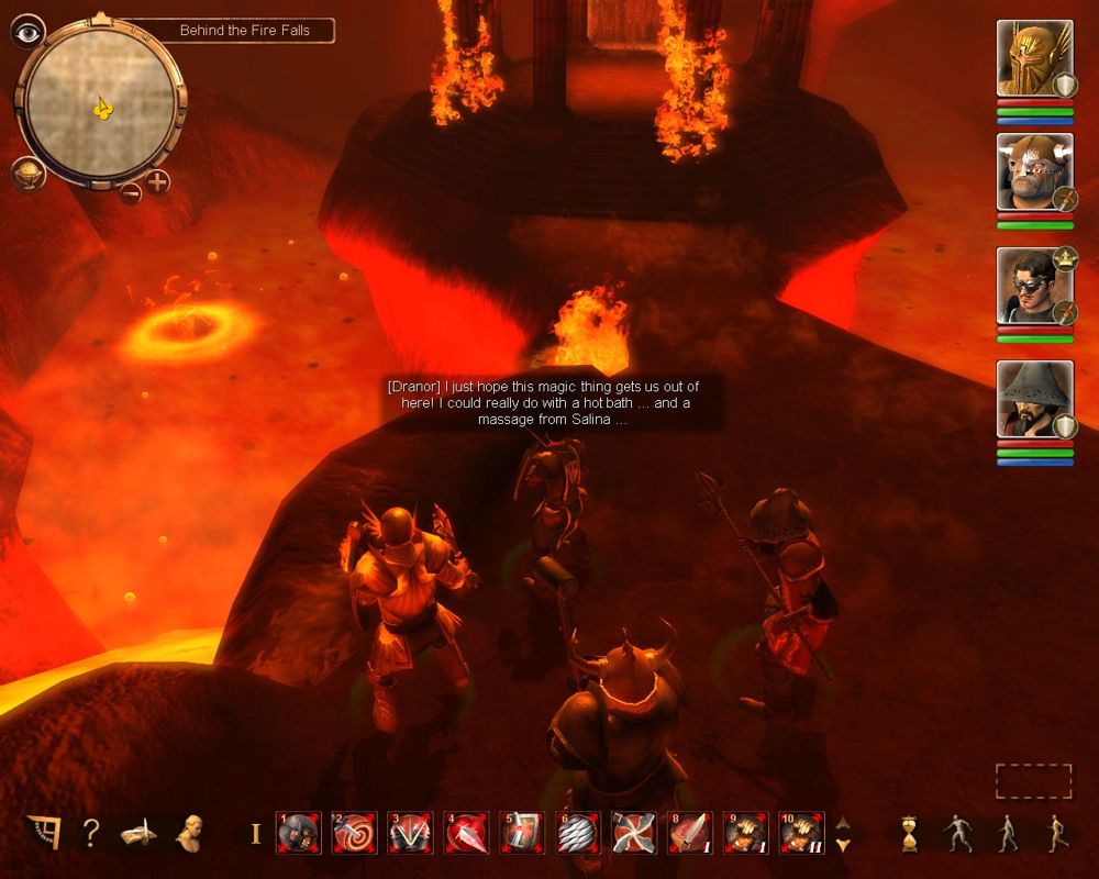 The Dark Eye: Drakensang (Windows) screenshot: Are you so sure you still want anything hot, Dranor?