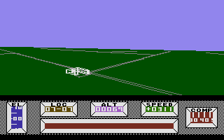Mercenary (Commodore 16, Plus/4) screenshot: Flying over the landscape.